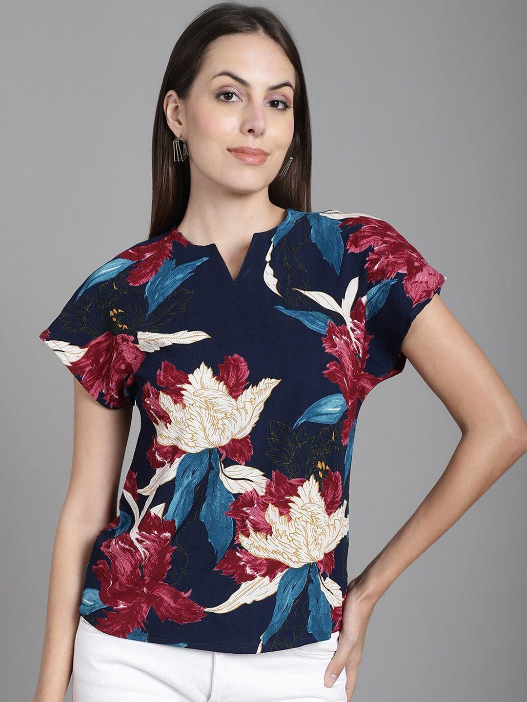 dressitude floral printed extended sleeves top
