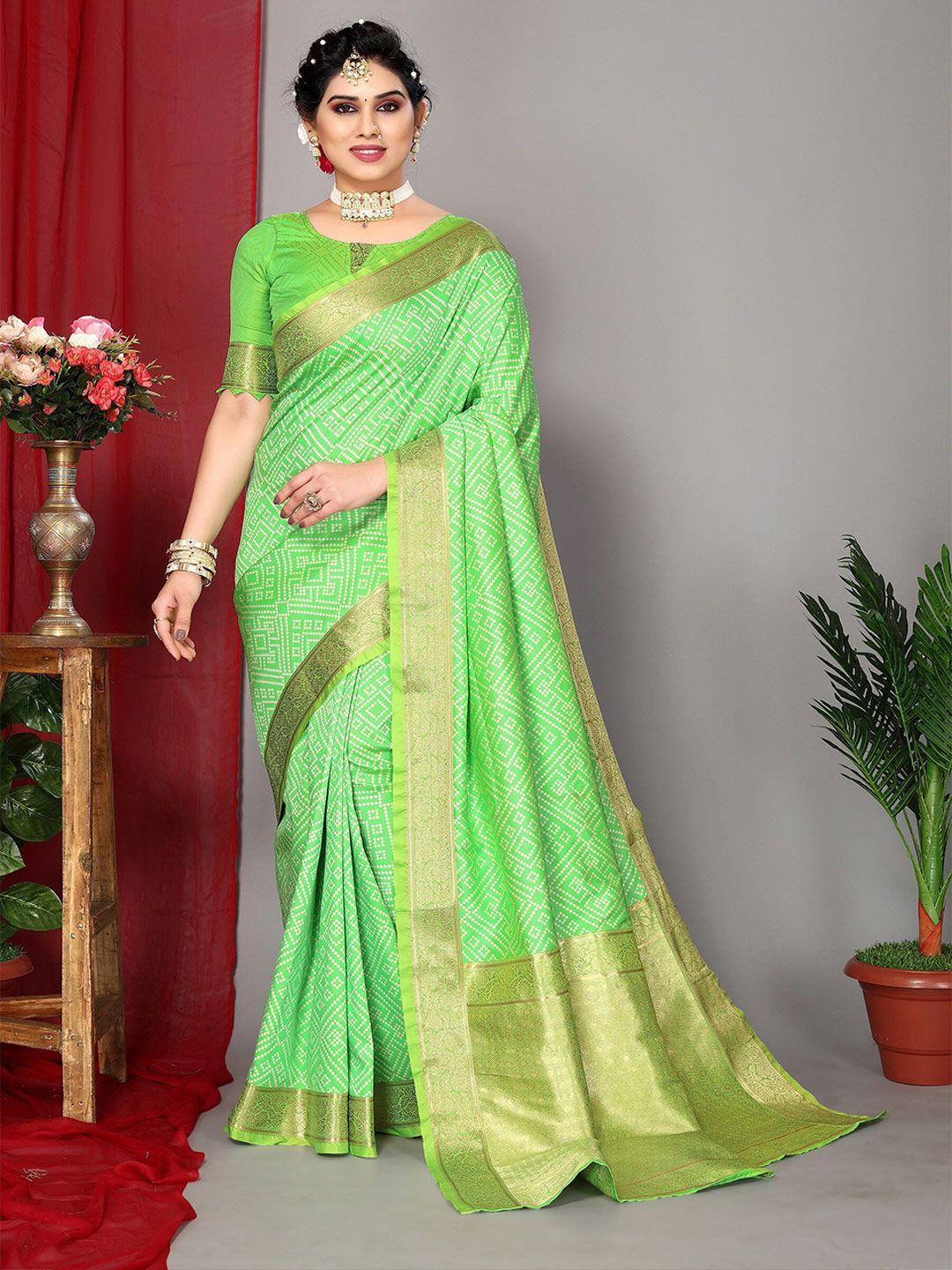 dresstive green zari silk blend banarasi saree