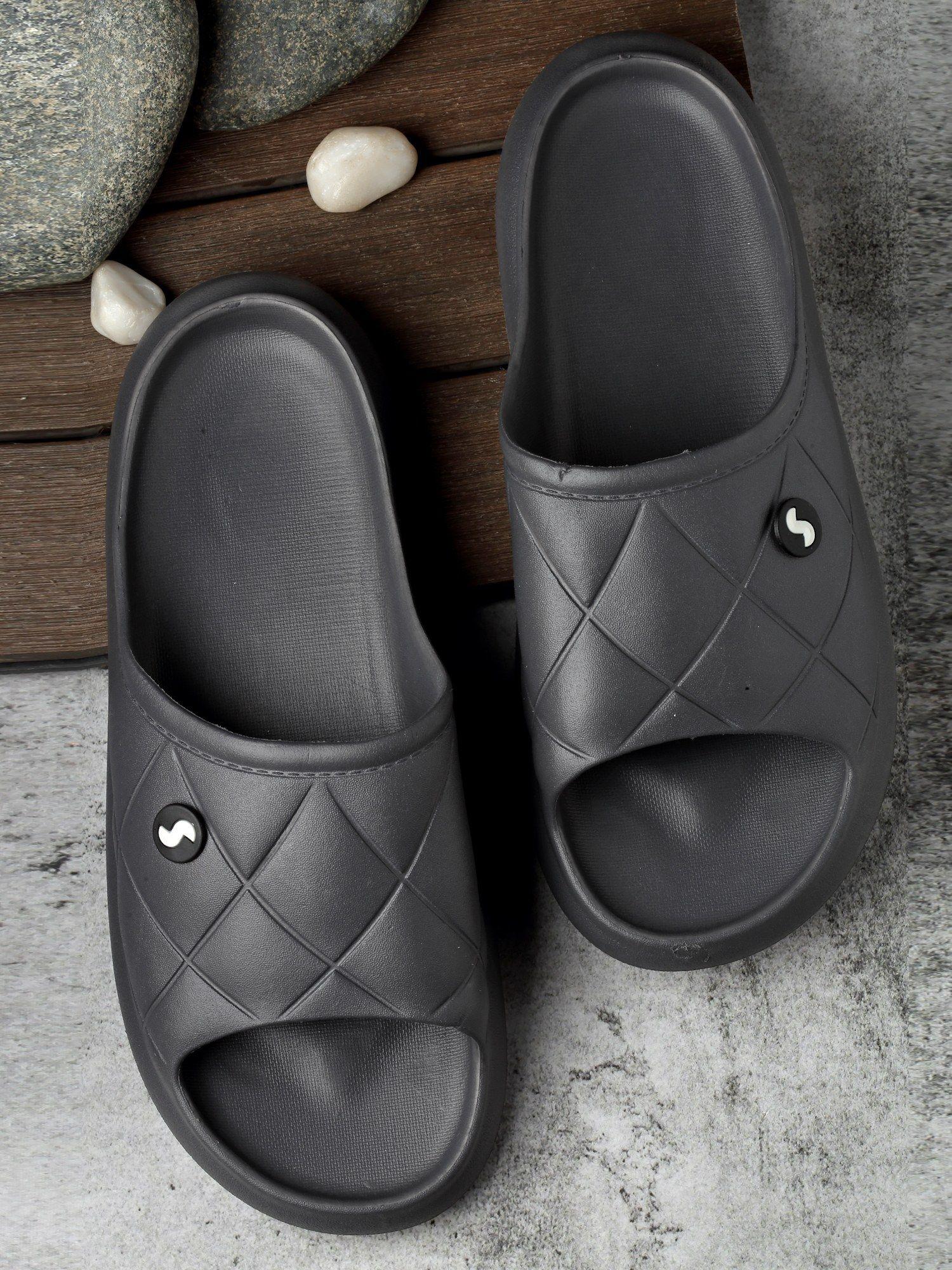 dribble black solid men slides