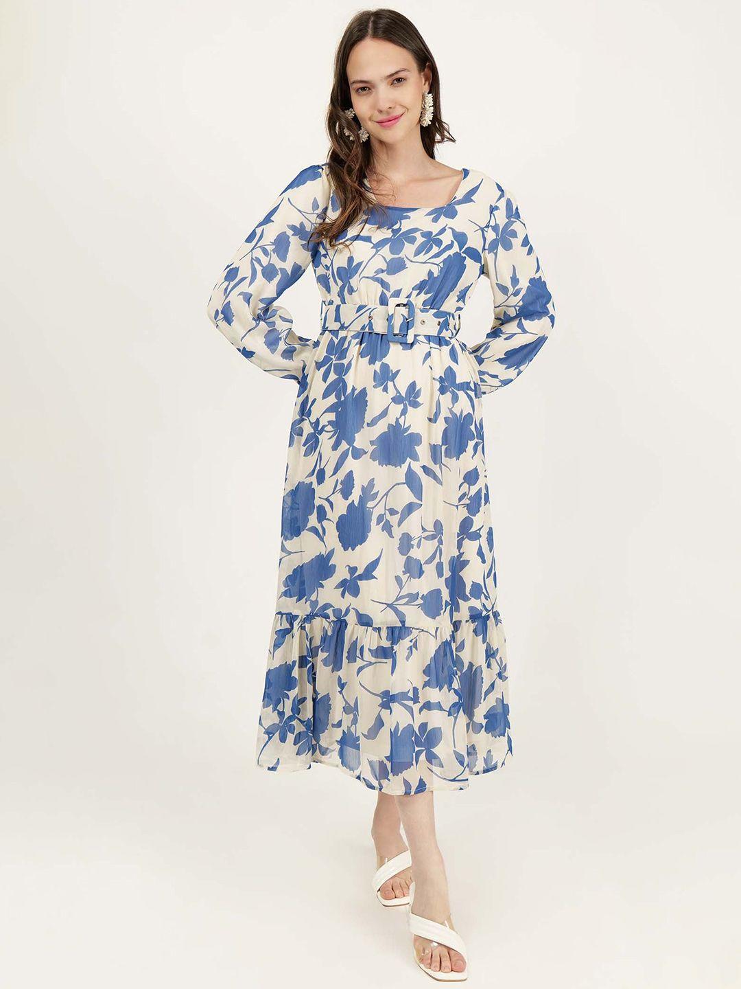 driro floral print puff sleeve a-line midi dress