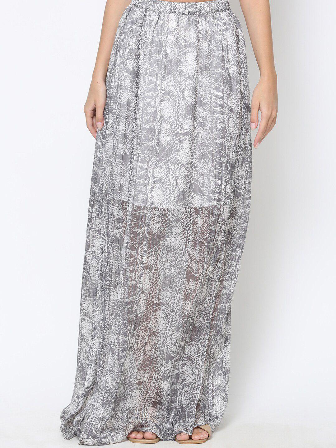 driro women grey printed maxi skirt