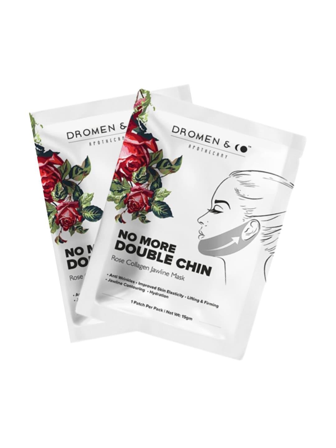 dromen & co set of 2 rose collagen v-shaped jawline slimming mask for double chin-15g each