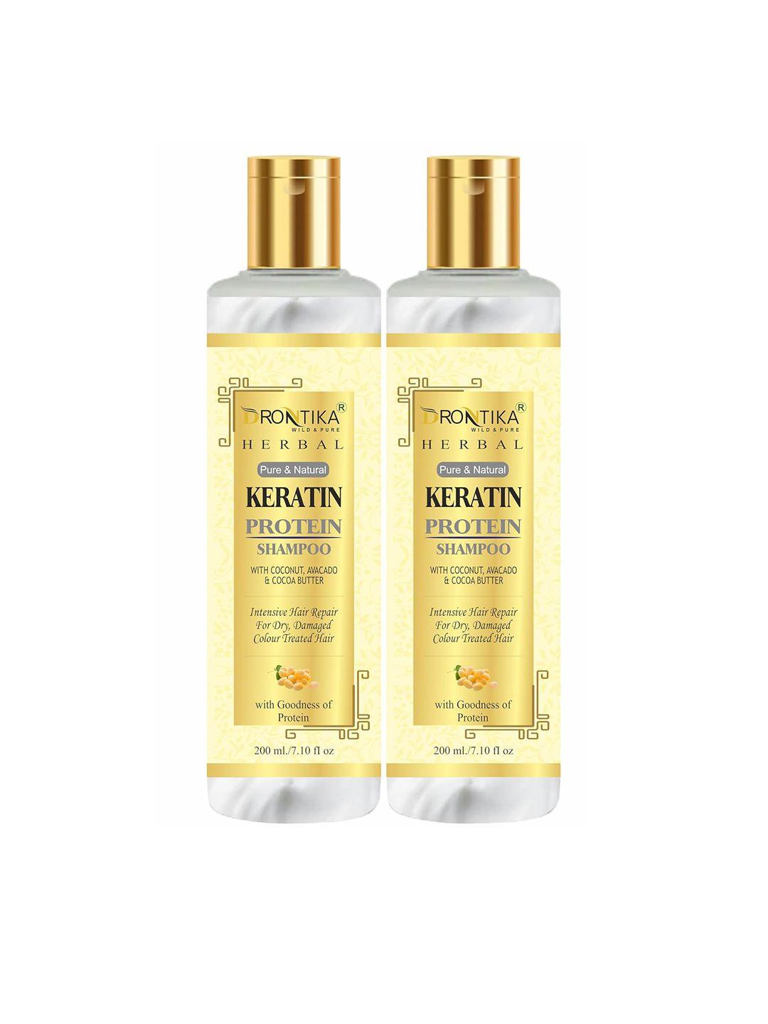 drontika herbal set of 2 pure & natural keratin protein shampoo - 200ml each