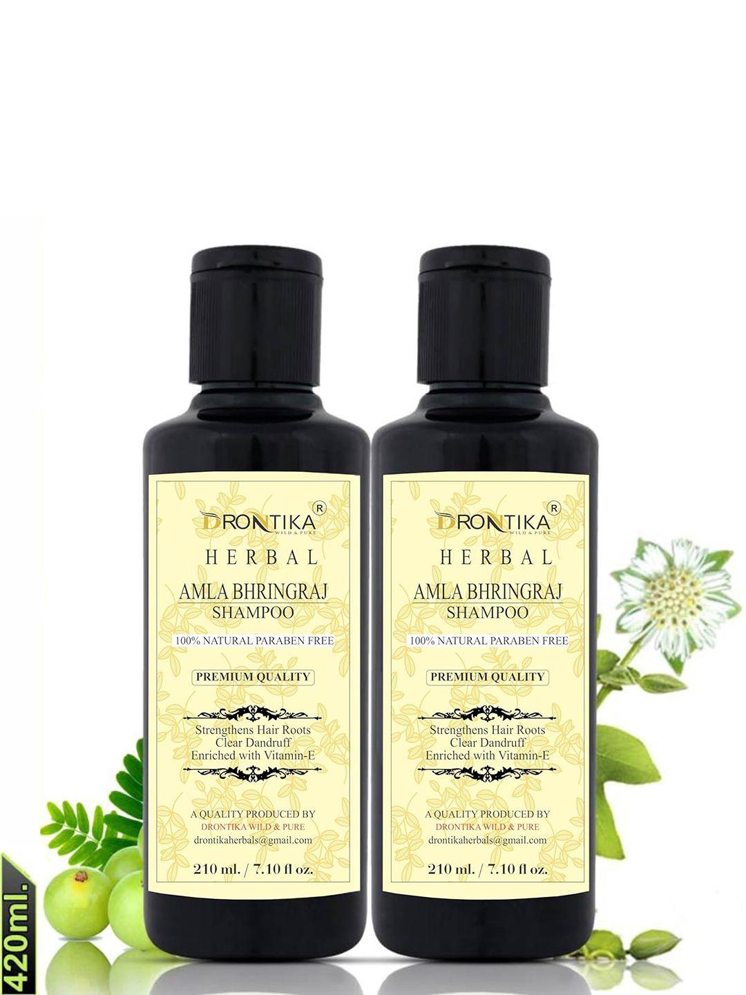 drontika set of 2 100% natural paraben free amla bhringraj shampoo - 210 ml each
