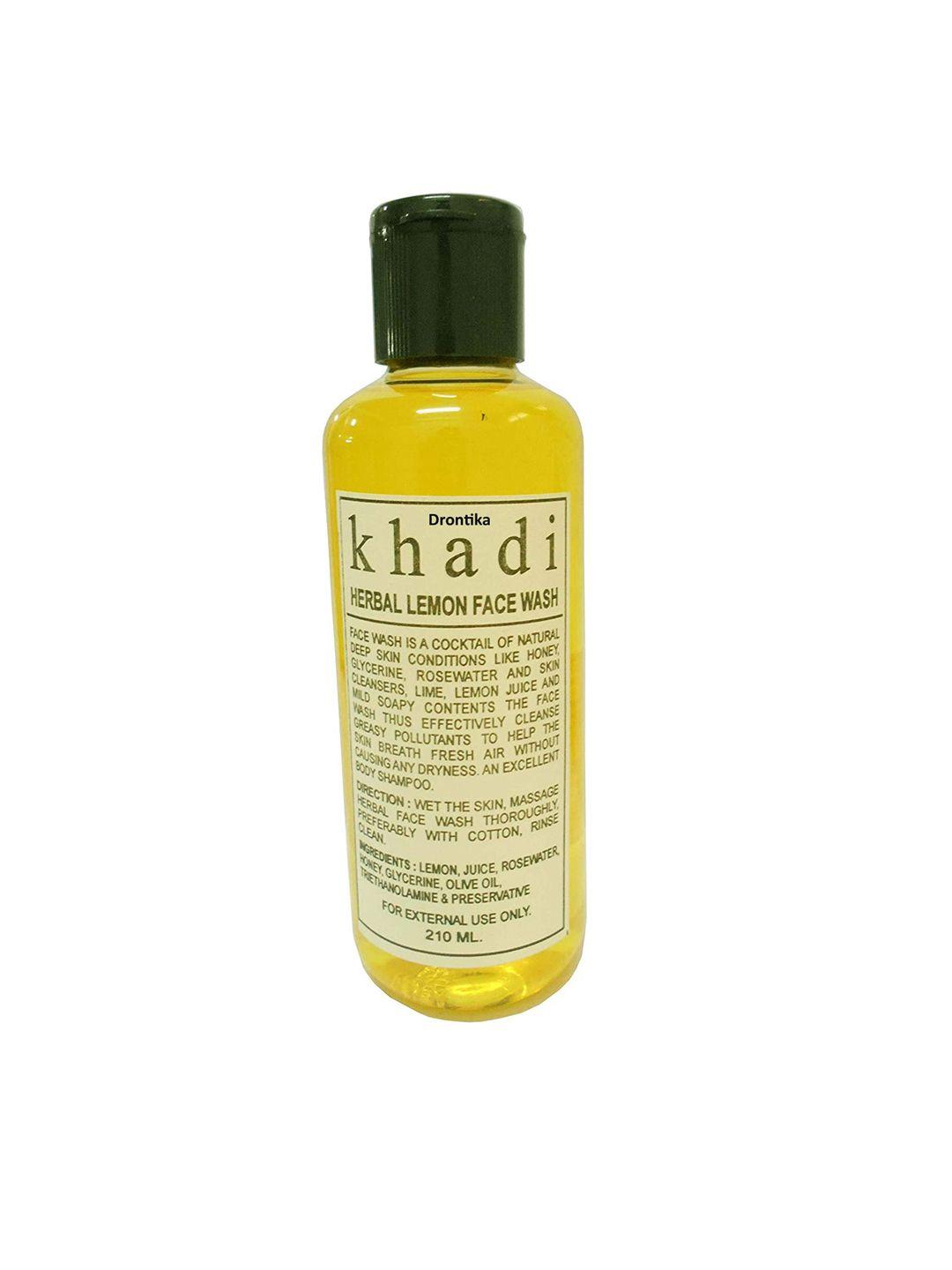 drontika khadi pure & herbal lemon face wash with honey & rose water - 210 ml