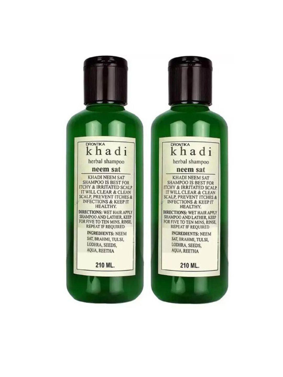 drontika khadi set of 2 herbal neem sat shampoo for itchy & irritated scalp - 210 ml each