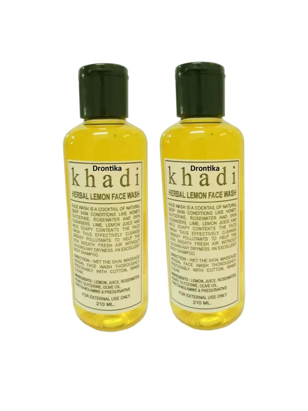 drontika set of 2 khadi 100% pure & herbal lemon face wash with rose water - 210 ml each