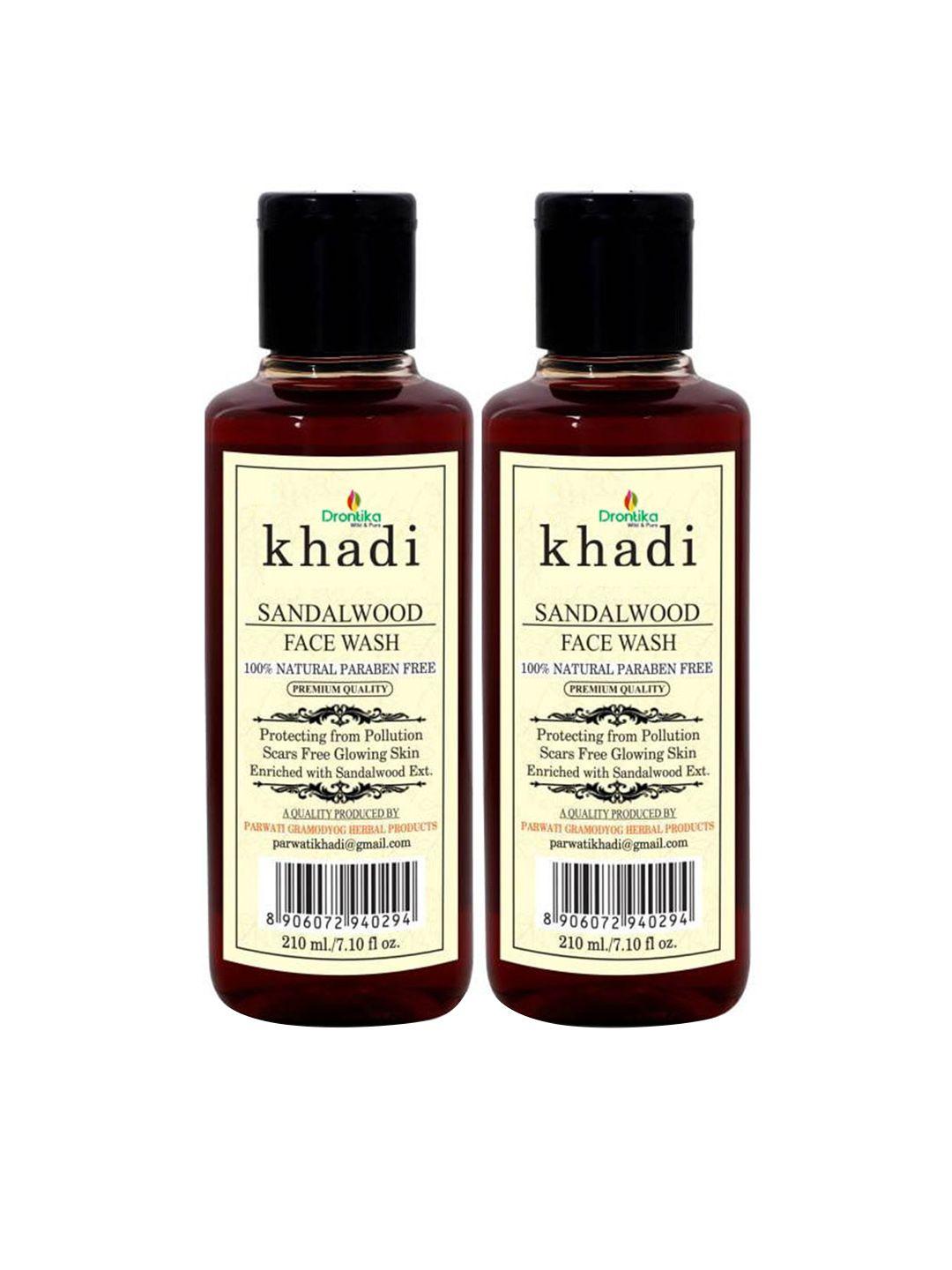 drontika set of 2 khadi herbal sandalwood face wash and cleanser-420 ml