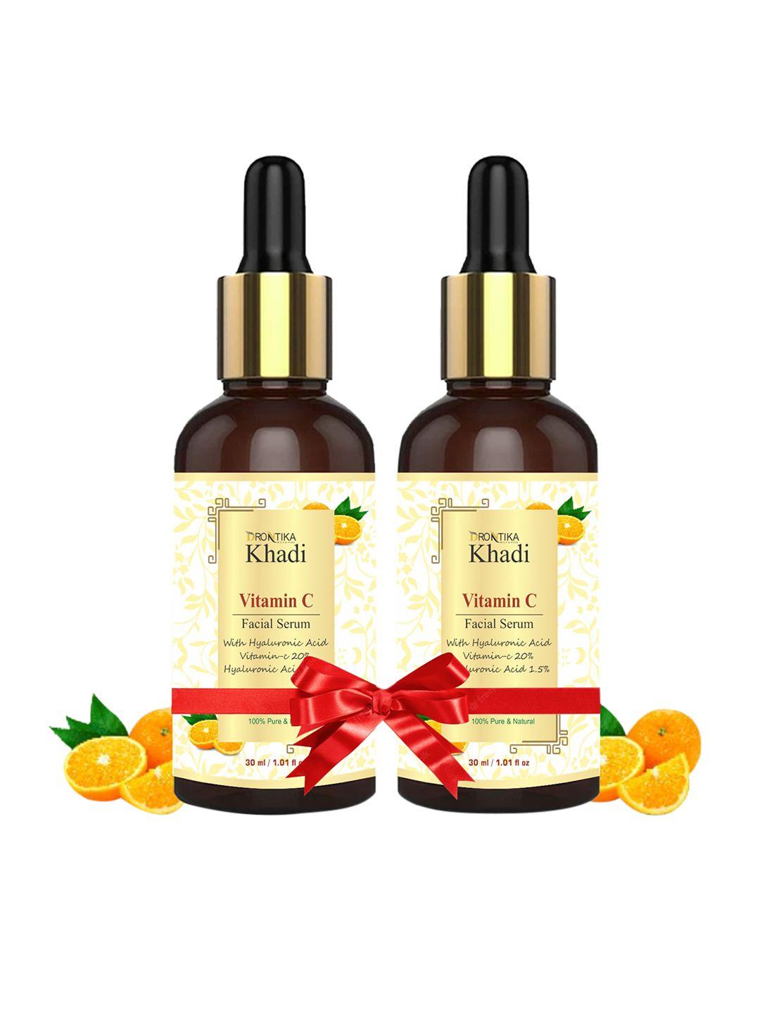 drontika set of 2 pure natural khadi vitamin c face serum with hyaluronic acid - 30ml each