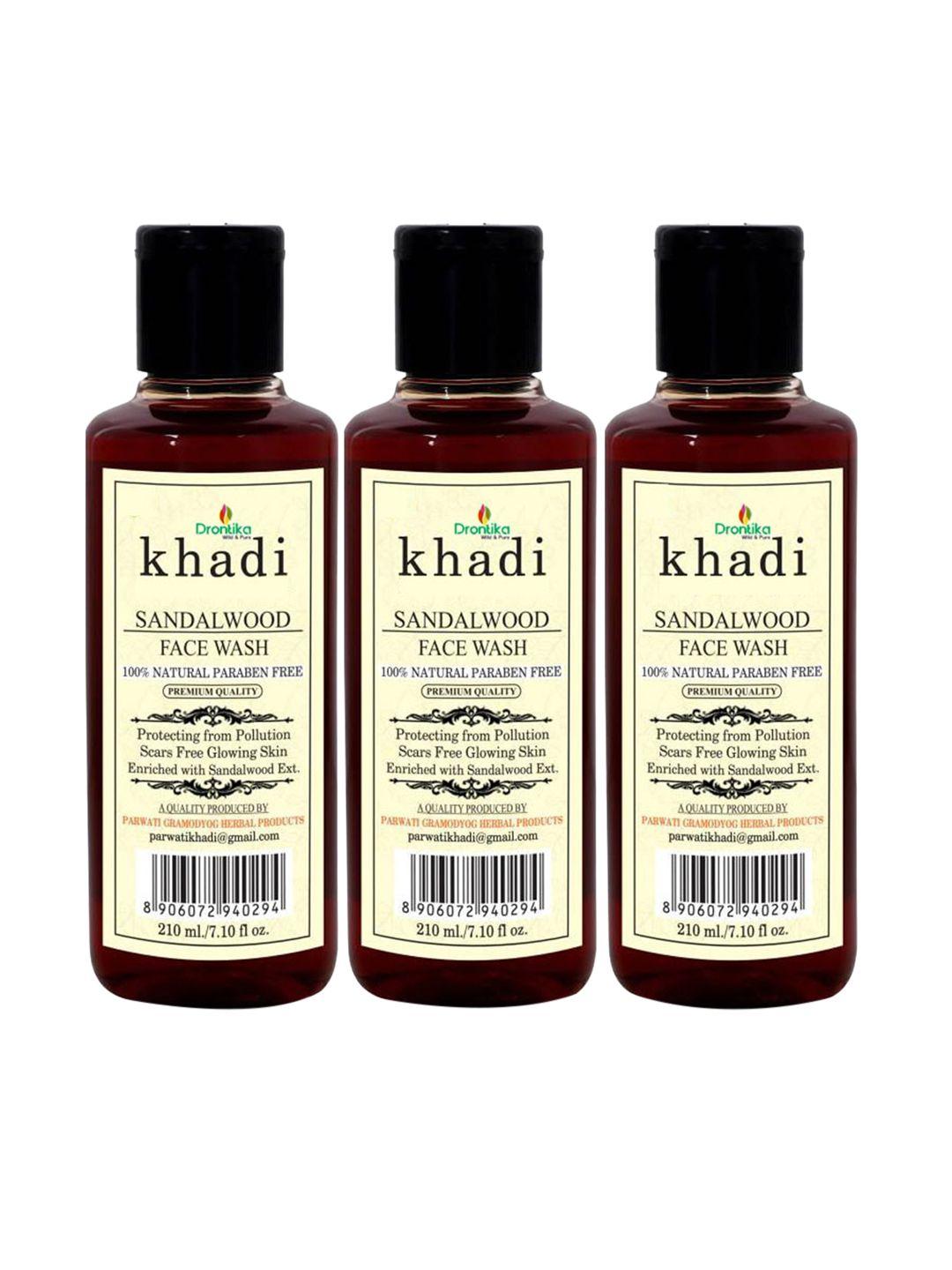 drontika set of 3 khadi natural sandalwood herbal face wash - 210 ml each