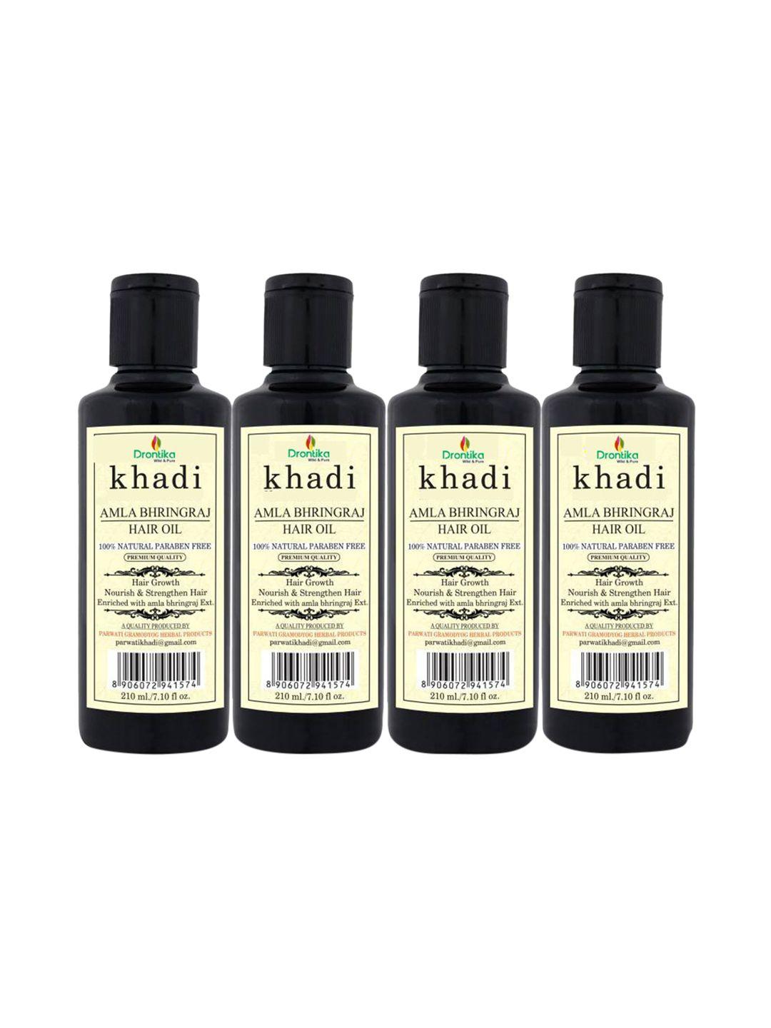 drontika set of 4 khadi 100% natural paraben free amla bhringraj hair oil - 210 ml each