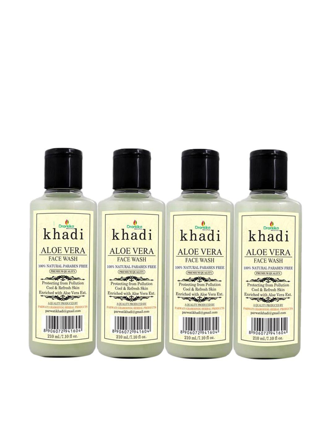 drontika set of 4 khadi aloe vera for healthy natural glow face wash - 210 ml each