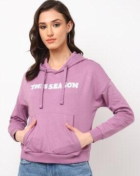 drop-shoulder hoodie with kangaroo pocket