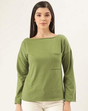 drop shoulder sweatshirt with pocket