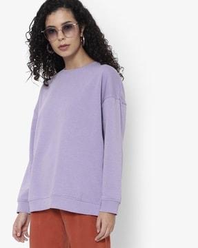 drop-shoulder sweatshirt with ribbed hems