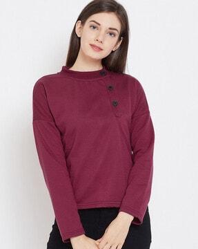 drop-shoulders sweatshirt with ribbed hem