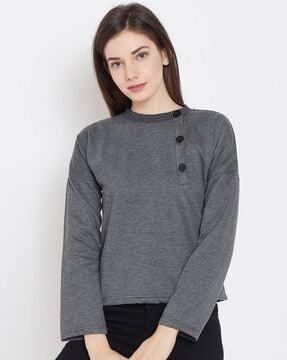 drop-shoulders sweatshirt with ribbed hem