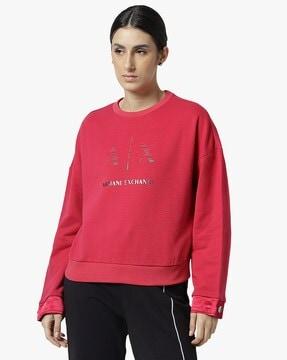 dropped shoulder sweatshirt with satin logo