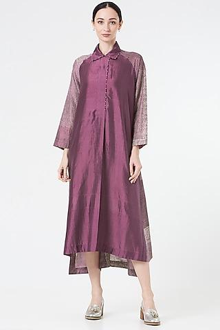 dry plum printed paneled long tunic