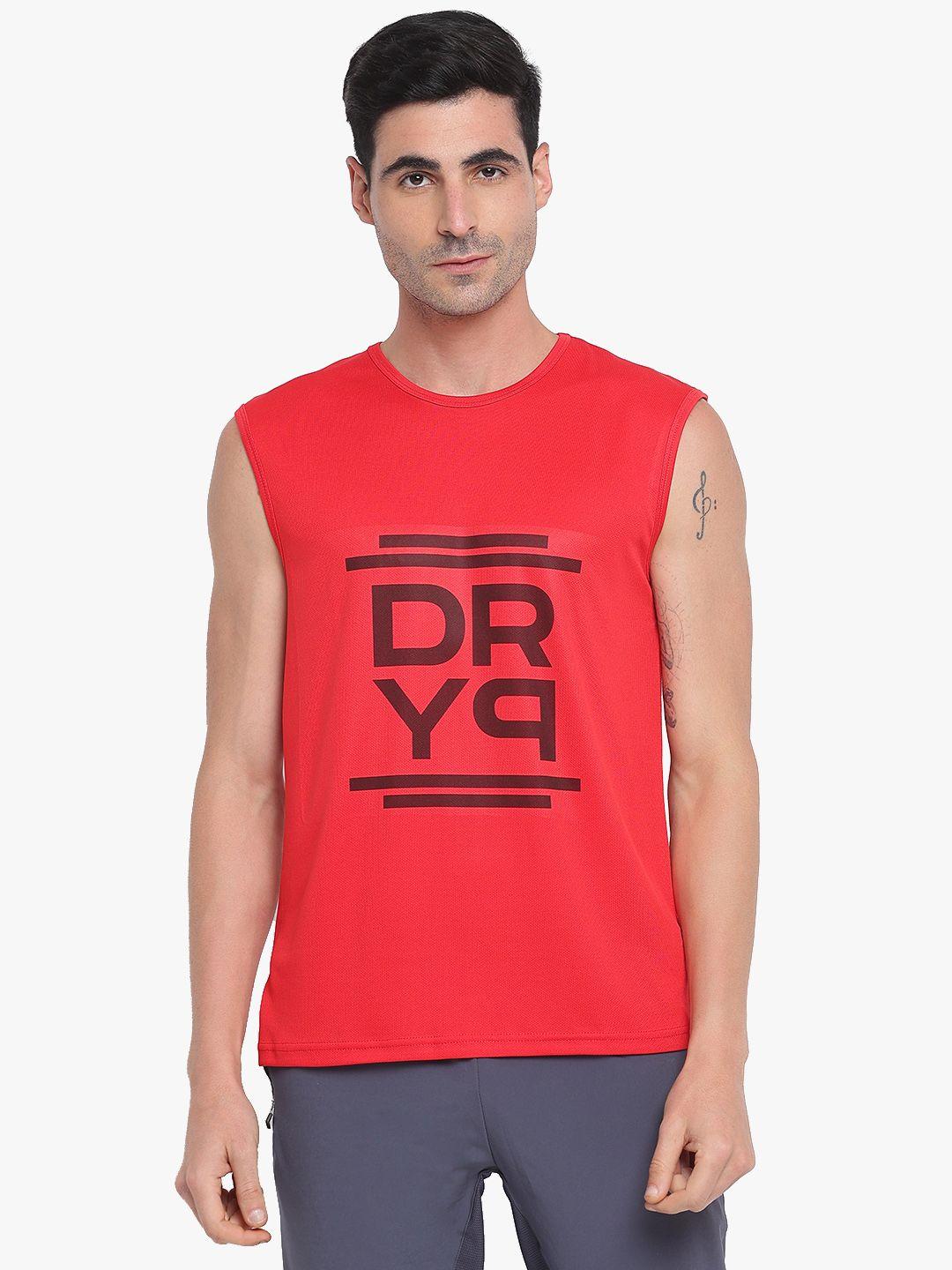 dryp evolut men red typography printed t-shirt