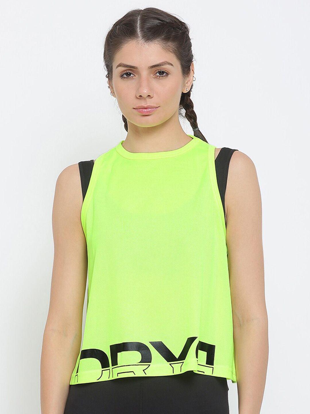 dryp evolut women lime green typography printed t-shirt