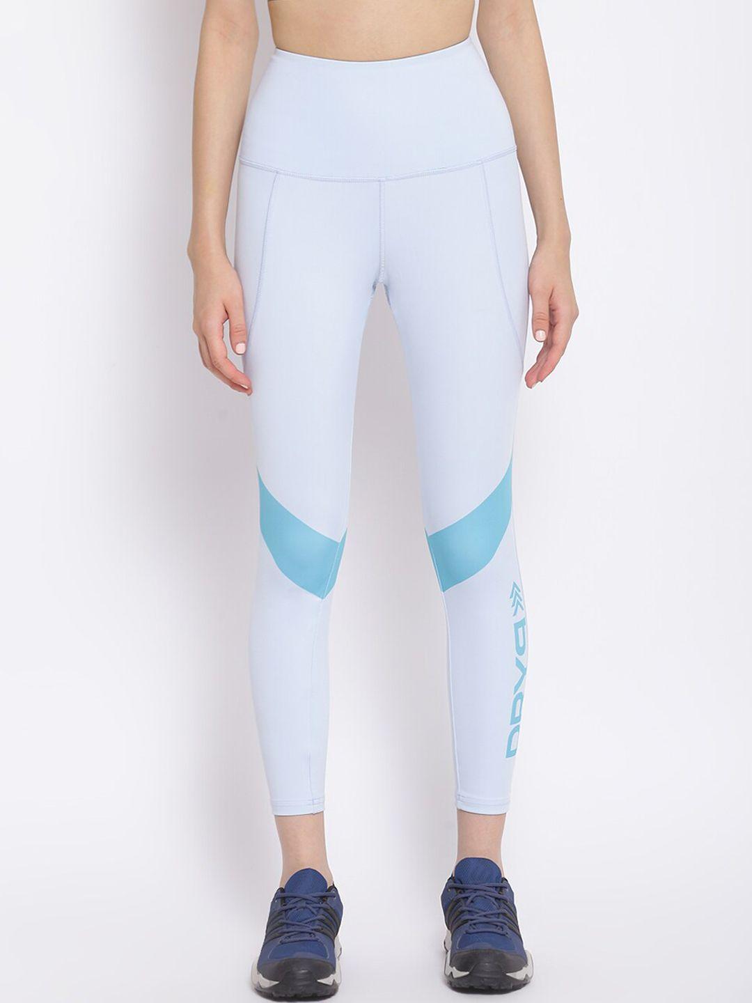 dryp evolut women turquoise blue printed polyester training or gym tights