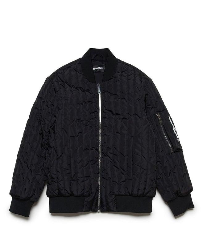 dsquared2 kids black printed comfort fit jacket