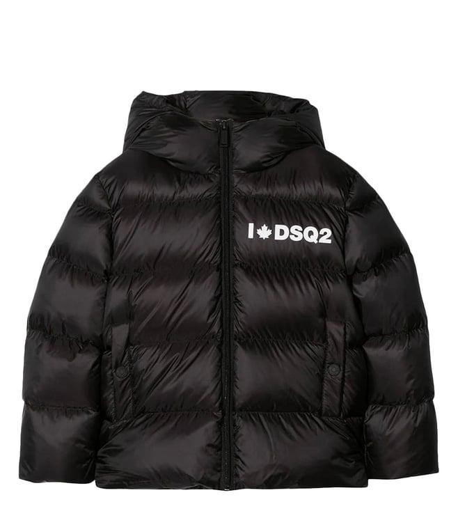 dsquared2 kids black quilted relaxed fit jacket