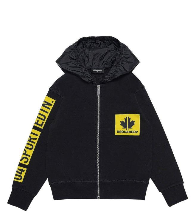 dsquared2 kids black sport edtn. 04 printed comfort fit hood jacket