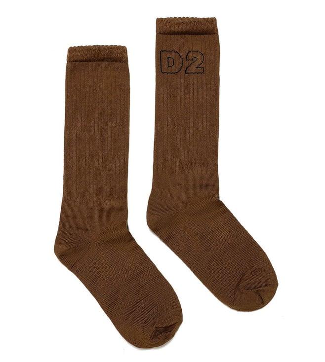 dsquared2 kids brown logo socks (6-8 year)