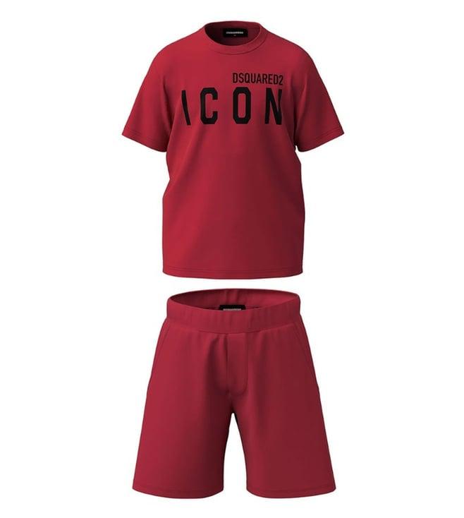dsquared2 kids red logo fitted t-shirt & shorts