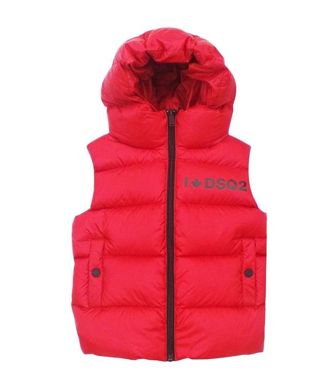 dsquared2 kids red quilted straight fit jacket