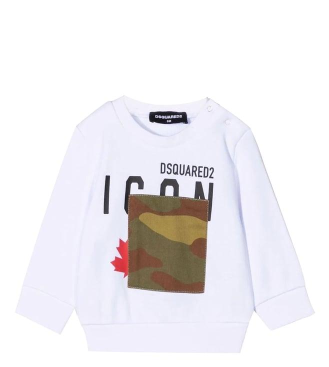 dsquared2 kids white icon camo patch comfort fit sweatshirt