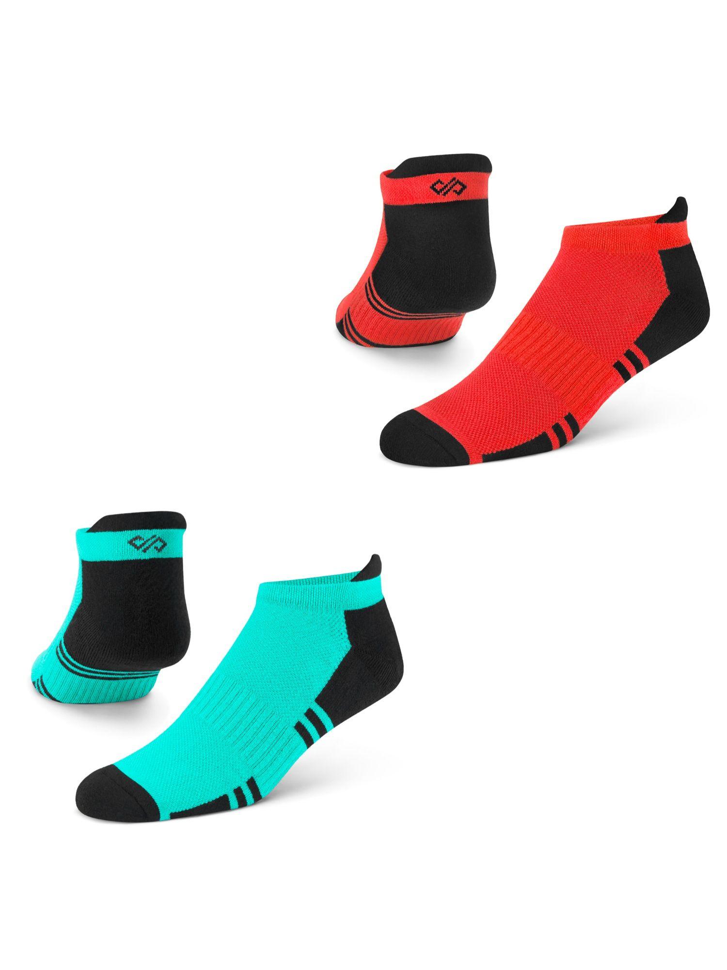 dual solid multicolor men bamboo ankle length socks - free size - pack of 2 pairs