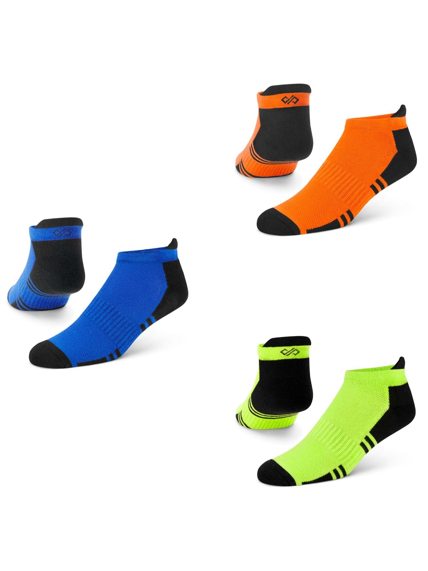 dual solid multicolor men bamboo ankle length socks - free size - pack of 3 pairs