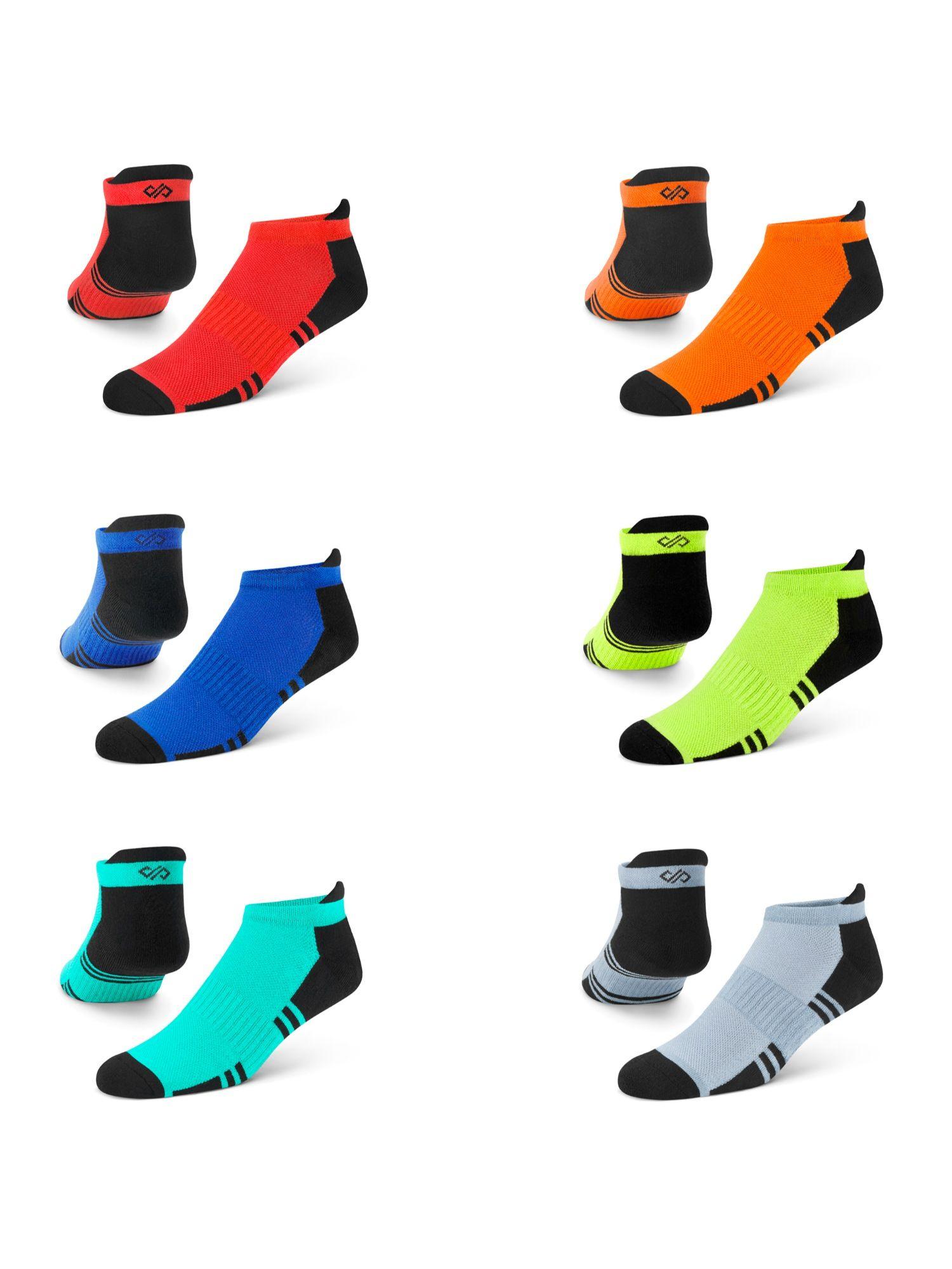 dual solid multicolor men bamboo ankle length socks - free size - pack of 6 pairs