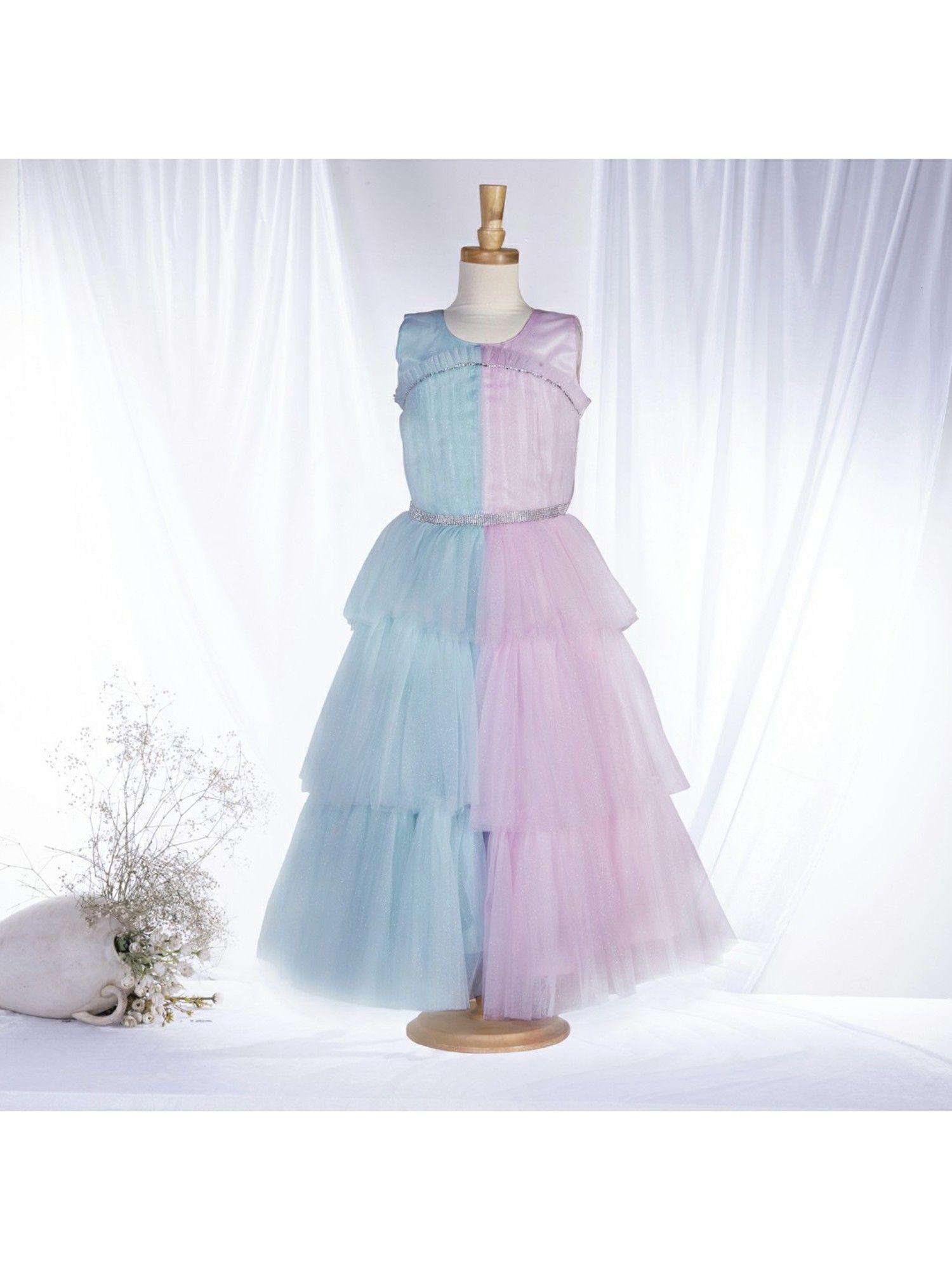 dual colour designer tulle gown for baby girls