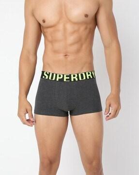 dual logo brand-knit waistband trunks