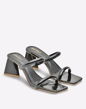 dual strap chunky heeled sandals