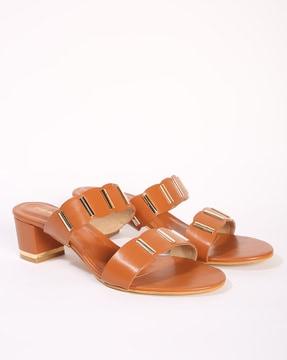 dual-strap chunky heeled sandals