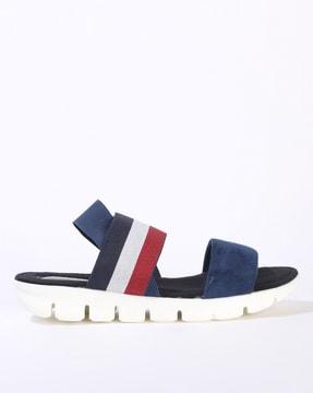dual strap sandals with elasticated ankle-strap