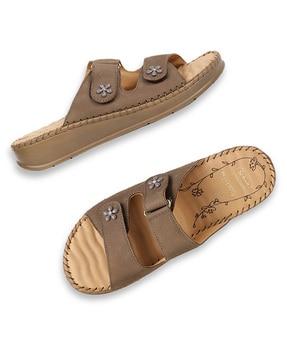 dual strap slip-on flat sandals
