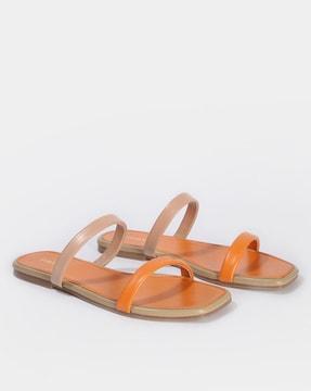 dual strap slip-on flat sandals