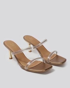 dual strap stillettoe heeled sandals