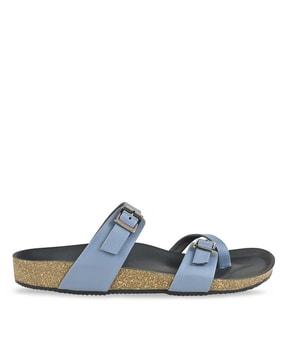 dual-strapped slip-on sandals