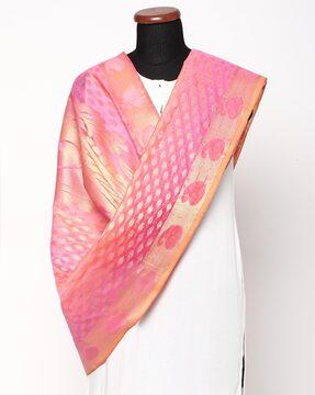 dual tone ikat print dupatta with tassels