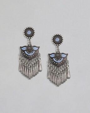 dual-toned drop earrings