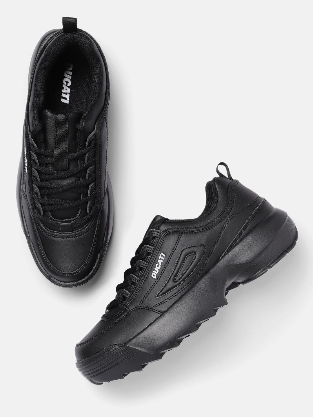 ducati men black solid sneakers