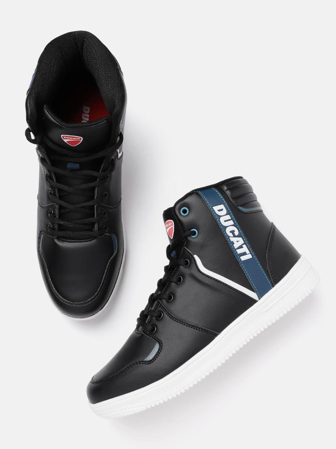 ducati men brand logo printed detail round-toe mid-top sneakers