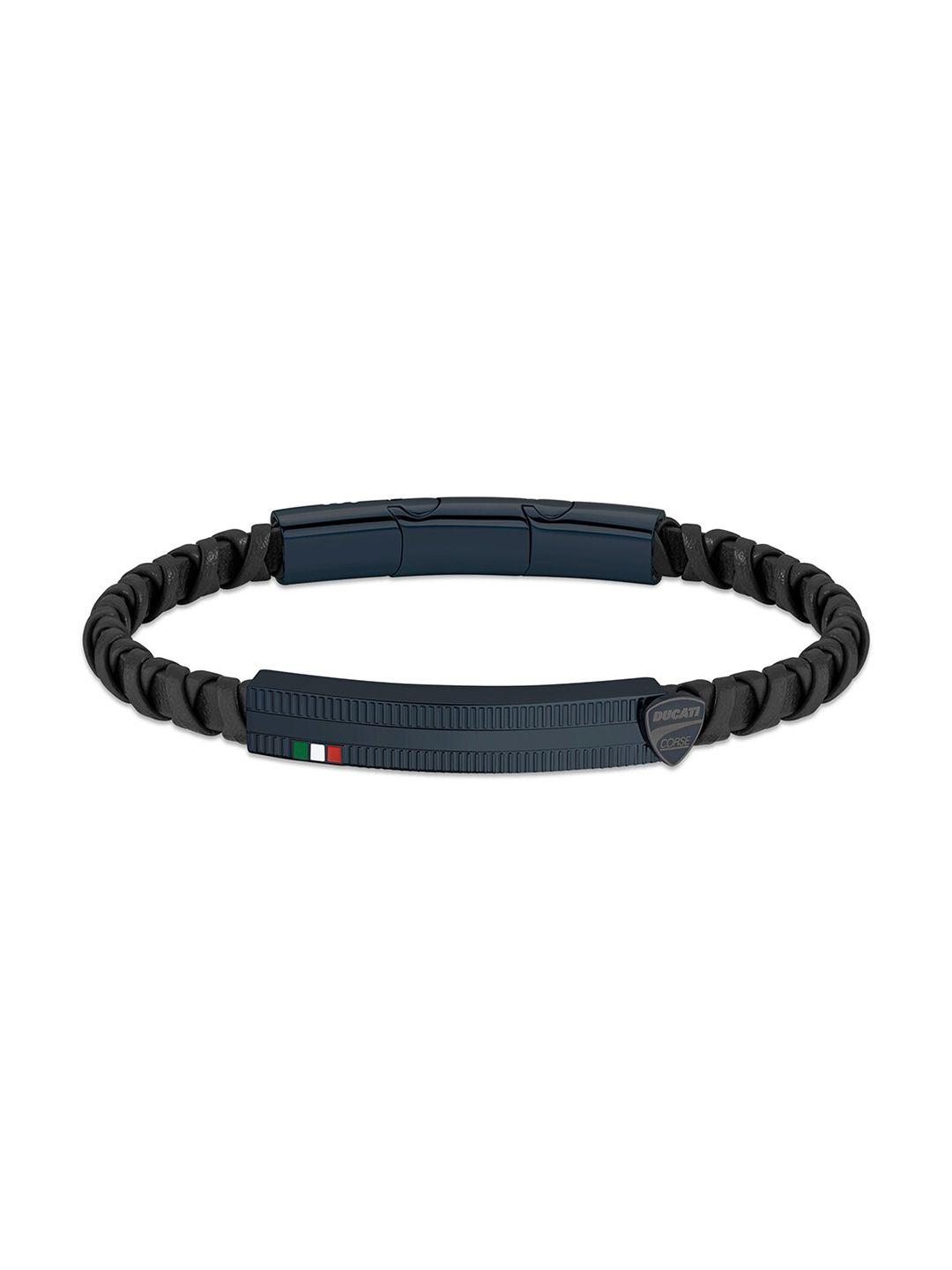 ducati corse men black & blue braided bracelet